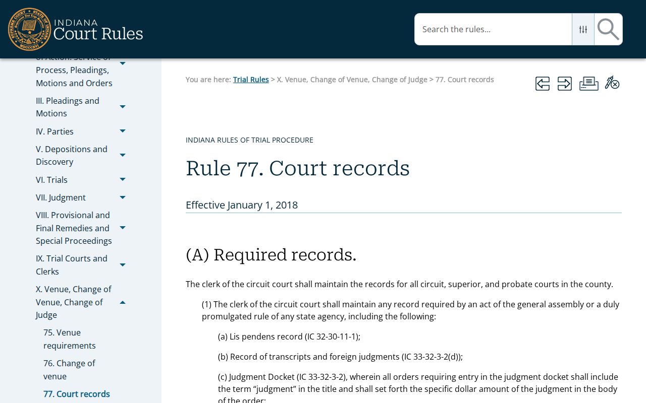 Ohio County case lookup CCS and clerk duty rule