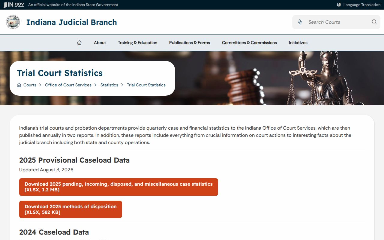 Ohio County civil docket current trial court statistics notice