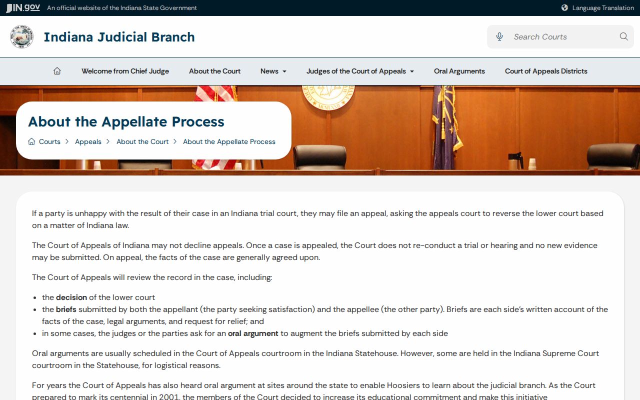 Ohio County court calendar appellate process explanation