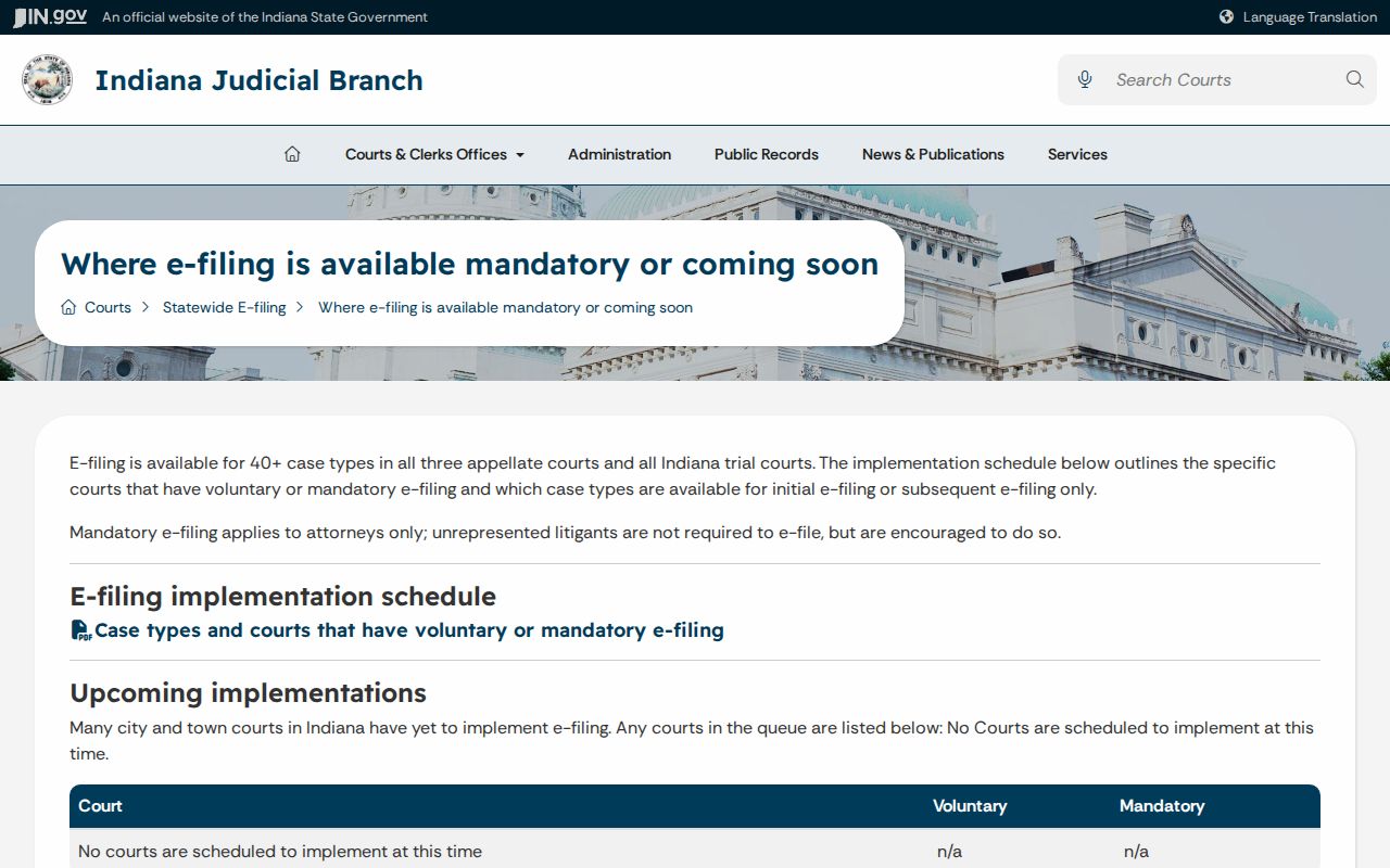 Ohio County court calendar statewide implementation schedule