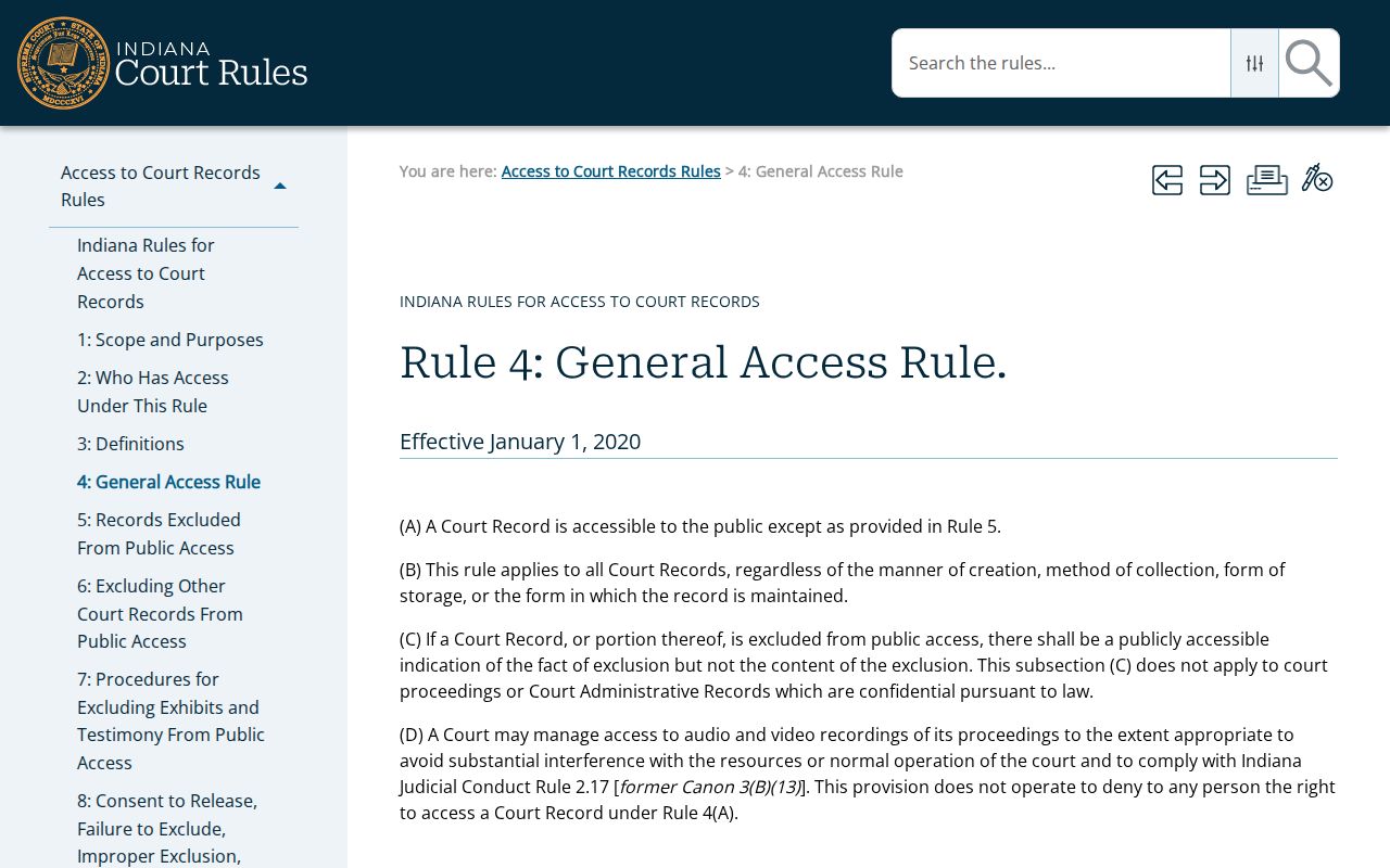 Indiana Rule 4 official general-access page for Ohio County court records