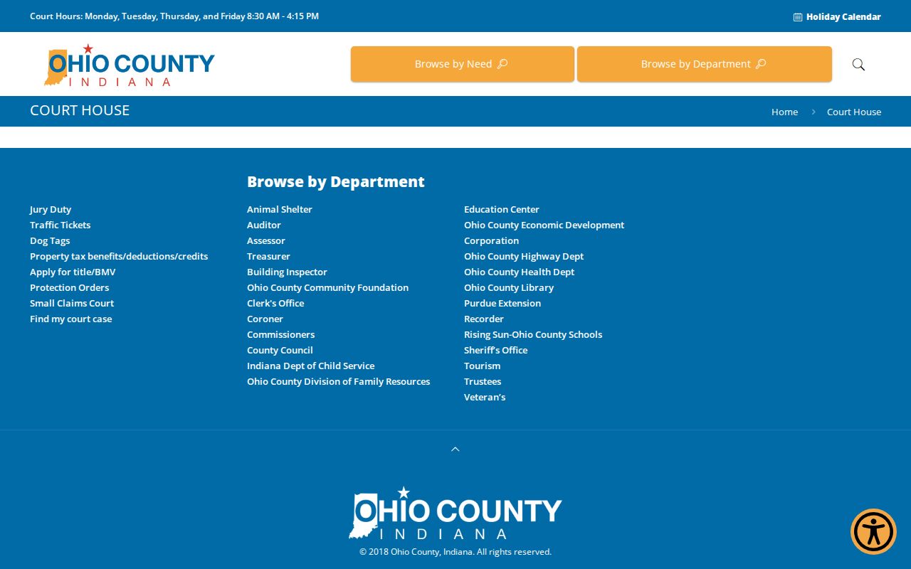 Ohio County court docket courthouse information