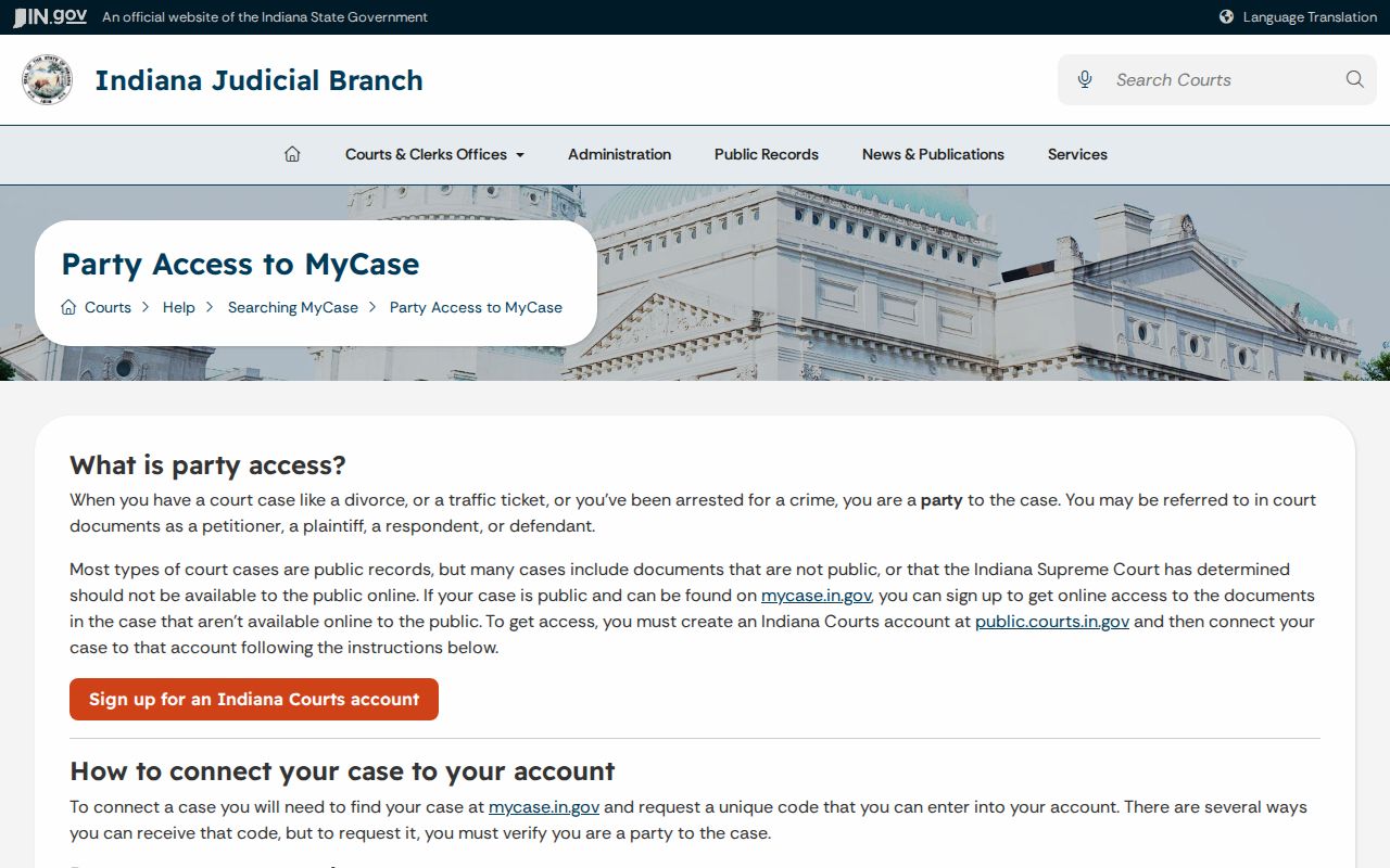 Ohio County court docket party access instructions
