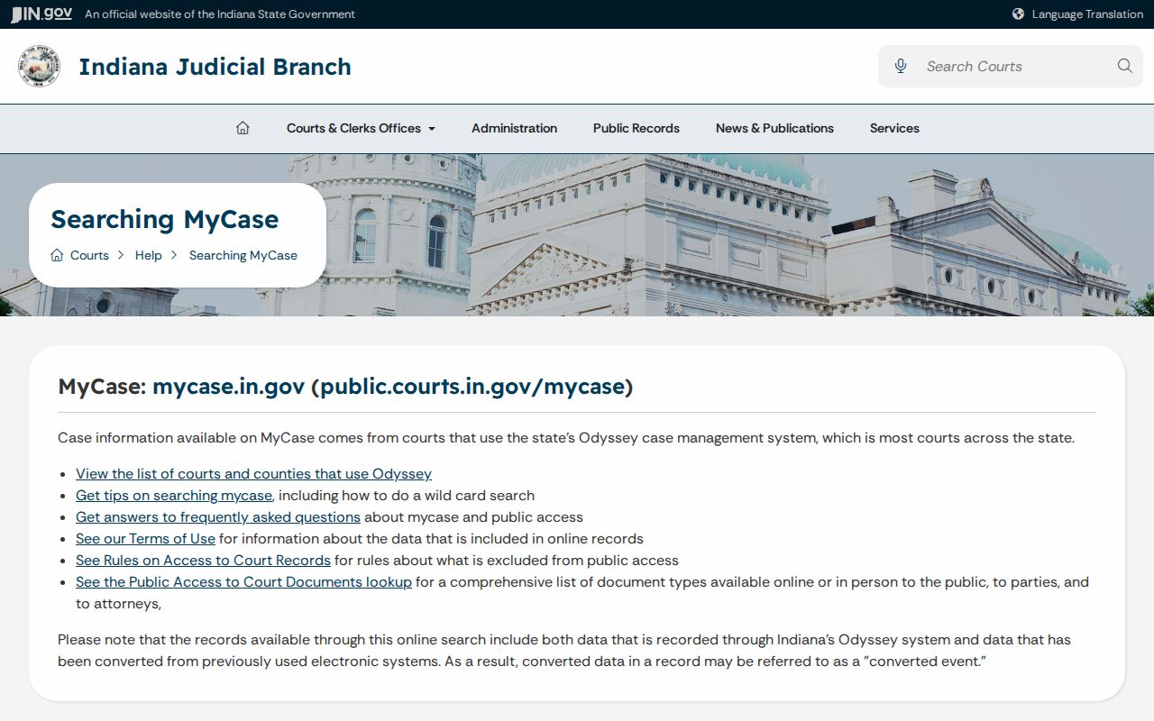 Ohio County court docket public access guidance
